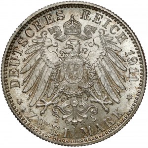 Niemcy, Bawaria, 2 marki 1911-D - 90. urodziny