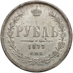 Rosja, Aleksander II, Rubel Petersburg 1877 HI