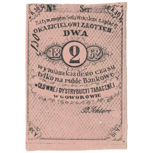 Goworowo, Główna Dystrybucja Tabaczna, 2 złote 1862