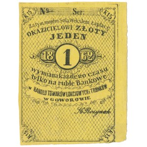Goworowo, Handel Towarów Łokciowych i Trónków, 1 złoty 1862