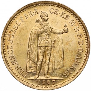 Hungary, Franc Joseph I, 10 korona 1907, Kremnitz