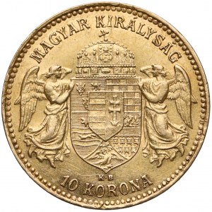 Hungary, Franc Joseph I, 10 korona 1910, Kremnitz