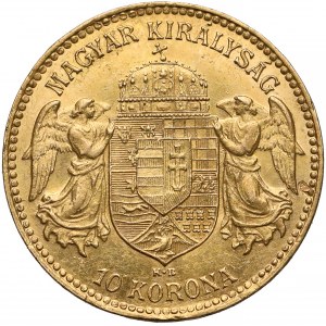 Hungary, Franc Joseph I, 10 korona 1910, Kremnitz