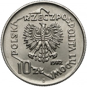 Próba NIKIEL 10 złotych 1972 Port w Gdyni - tło gładkie