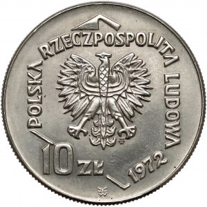 Próba NIKIEL 10 złotych 1972 Port w Gdyni - tło z deseniem