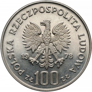 Próba NIKIEL 100 złotych 1978 Adam Mickiewicz - z loczkiem