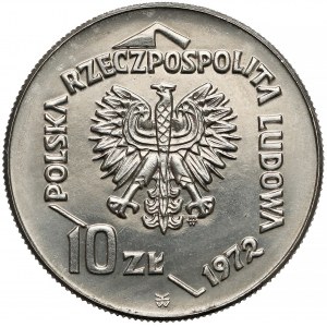 Próba NIKIEL 10 złotych 1972 Port w Gdyni - tło z deseniem