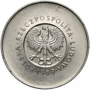 Próba NIKIEL 10 złotych 1969 XXV lat PRL - duże napisy