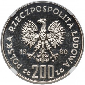 Próba NIKIEL 200 złotych 1980 Bolesław I Chrobry - półpostać