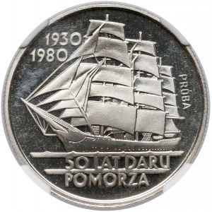 Próba NIKIEL 20 złotych 1980 Dar Pomorza - napis w linii