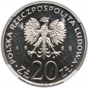 Próba NIKIEL 20 złotych 1980 Dar Pomorza - napis w linii