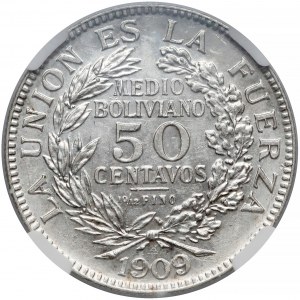 Bolivia, 50 centavos 1909 H