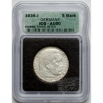 Germany, III Reich, 5 mark 1936 J - Hindenburg