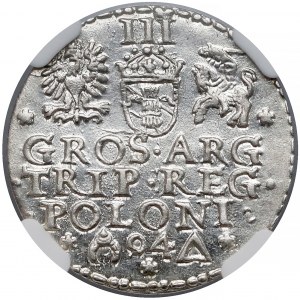 Zygmunt III Waza, Trojak Malbork 1594 - otwarty - piękny