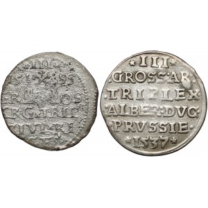 Zygmunt III Waza Trojak Ryga 1595 i Albrecht Trojak Królewiec 1537 (2szt)