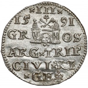 Zygmunt III Waza, Trojak Ryga 1591 - LI - menniczy