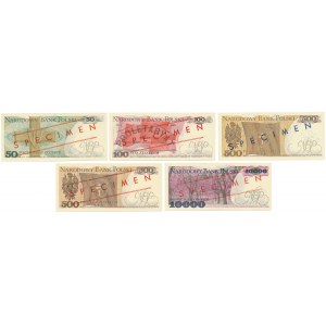 Zestaw WZORÓW 50-10.000 złotych 1974-1988 (5szt)