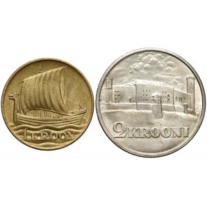 Estonia, 1 kroon 1934 i 2 krooni 1930 (2szt)