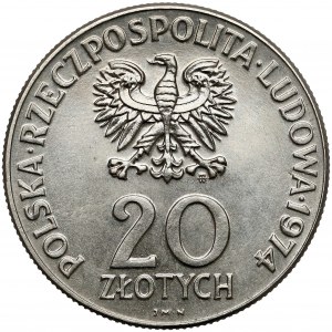 Próba NIKIEL 20 złotych 1974 XXV lat RWPG - gładkie