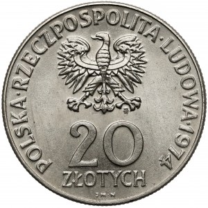 Próba NIKIEL 20 złotych 1974 XXV lat RWPG - deseń