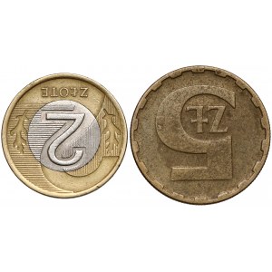 Destrukty 5 złotych 1984 i 2 złote 1995 - ODWROTKI (2szt)