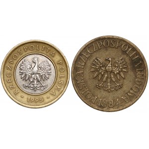 Destrukty 5 złotych 1984 i 2 złote 1995 - ODWROTKI (2szt)