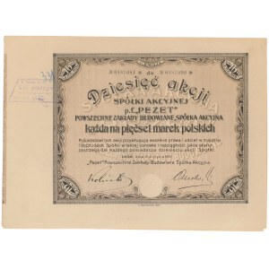 Powszechne Zakłady Budowlane Pezet, Em.6, 10x 500 mk 1923