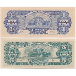 Chiny, Guangdong 1 i 5 Yuan 1949 (2szt)
