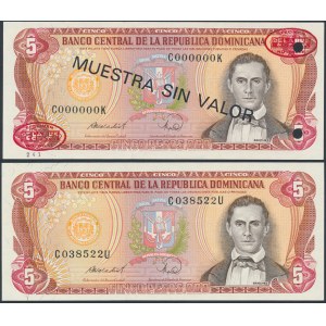 Dominican Republic 5 Pesos Oro 1988 SPECIMEN + circulated (2pcs)