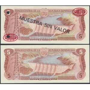 Dominican Republic 5 Pesos Oro 1988 SPECIMEN + circulated (2pcs)