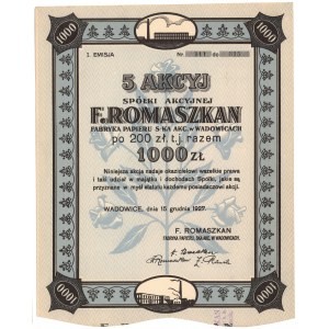 F. Romaszkan, Em.1, 5x 200 zł 1927