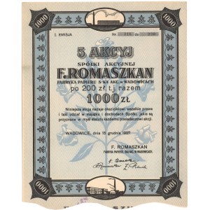 F. Romaszkan, Em.1, 5x 200 zł 1927