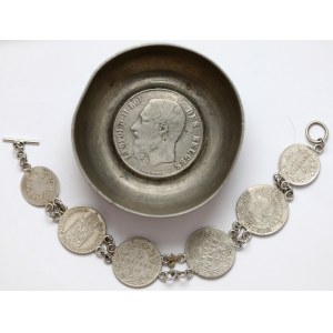 Miseczka i bransoletka z monetami (2szt)