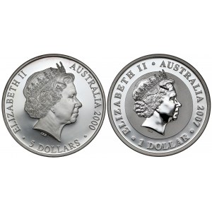Australia, 5 dolarów 2000 i 1 dolar 2007 Koala (2szt)
