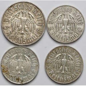 Niemcy, III Rzesza, 2 i 5 marek 1933 -Luther (4szt)