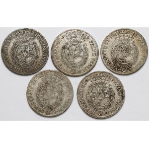 Włochy, Księstwo Sabaudii-Piemontu, Wiktor III, 1/4 scudo 1774-76 (5szt)