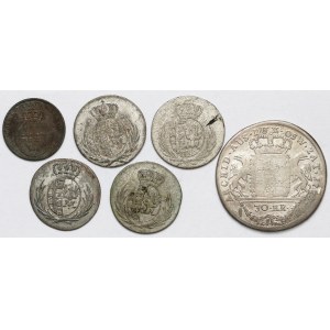 5 groszy 1811-1835 + 30 krajcarów 1775 (6szt)