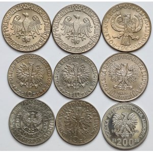 Próby CuNi i FeNi 10-200 złotych 1964-1985 (9szt)