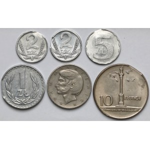 Destrukty 1-10 złotych 1965-1990, zestaw (6szt)