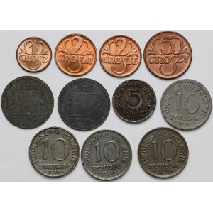 II RP, Gdańsk, KP, zestaw monet (11szt)