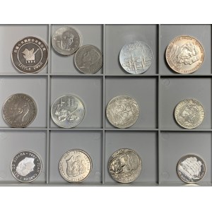 Świat, zestaw srebrnych monet MIX (13szt)