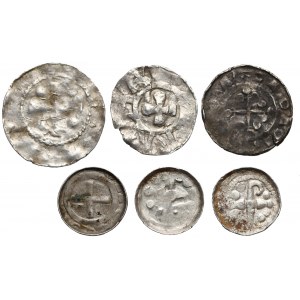 Denary krzyżowe CNP V-VII i denary Moguncja i Lüneburg (6szt)