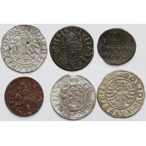 Polska Królewska, zestaw szelągów 1529-1666 (6szt)