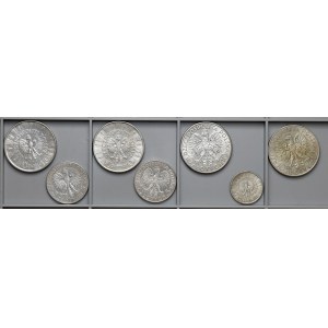 II RP 2-10 złotych 1932-39, w tym rzadkie 5 zł 1932 zn (7szt)