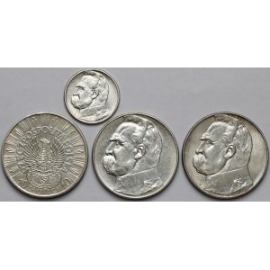 Piłsudski, Strzelecki, 2 i 10 złotych 1934-39 (4szt)