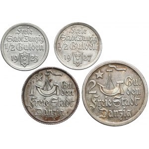 Gdańsk, 1/2 i 1 gulden 1923-1927 (4szt)