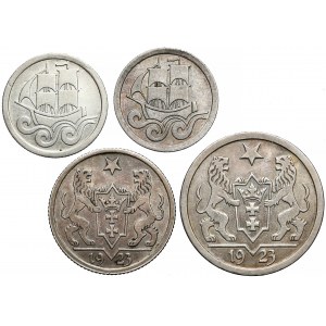 Gdańsk, 1/2 i 1 gulden 1923-1927 (4szt)