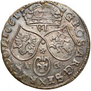 Jan II Kazimierz, Szóstak Poznań 1661 NG - PIĘKNY