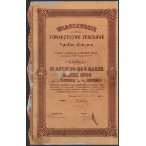 Warszawskie Tow. Terenowe, Em.1, 10x 500 mkp 1921