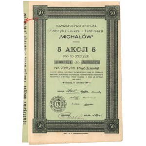 Fabryka Cukru i Rafinerji Michałów, 5x 10 zł 1927